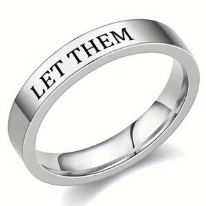 Titanium Steel Ring Size 9 “Let Them”